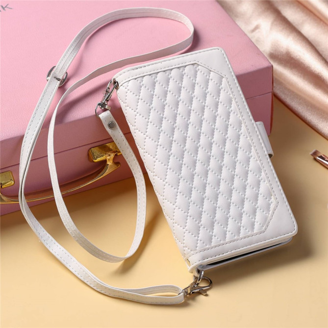 Housse iPhone 13 mini Portefeuille Fermeture Éclair Losange Modèle 3