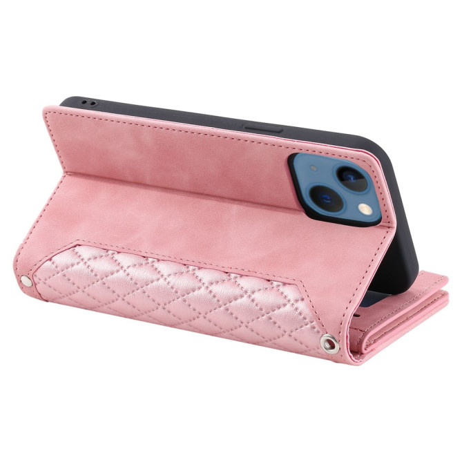 Housse iPhone 13 mini Portefeuille Fermeture Éclair Losange Modèle 3