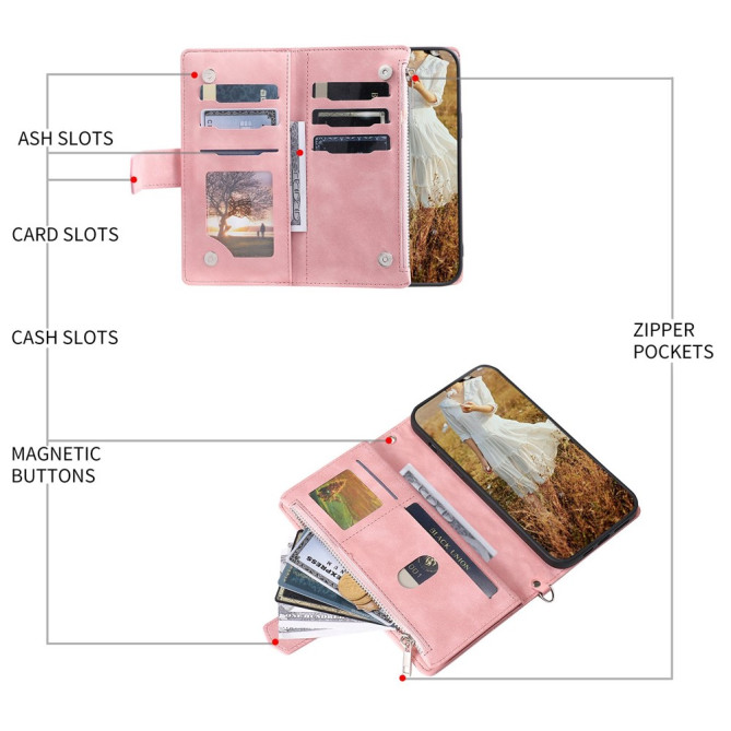 Housse iPhone 13 mini Portefeuille Fermeture Éclair Losange Modèle 3