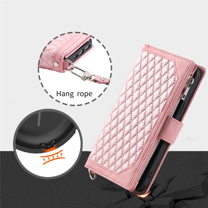 Housse iPhone 13 mini Portefeuille Fermeture Éclair Losange Modèle 3