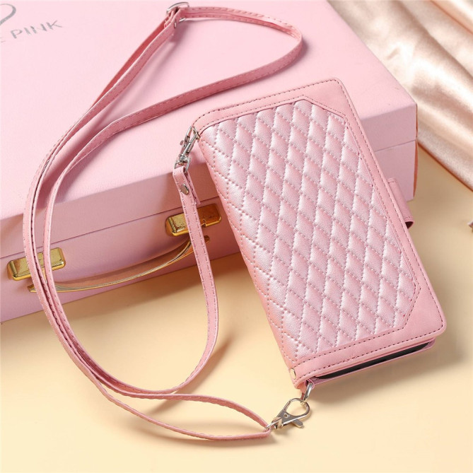 Housse iPhone 13 mini Portefeuille Fermeture Éclair Losange Modèle 3
