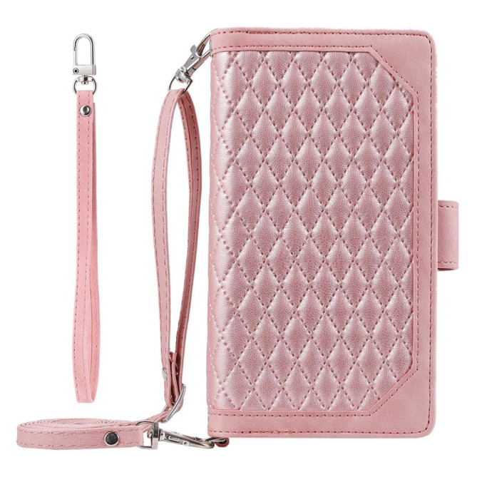 Housse iPhone 13 mini Portefeuille Fermeture Éclair Losange Modèle 3