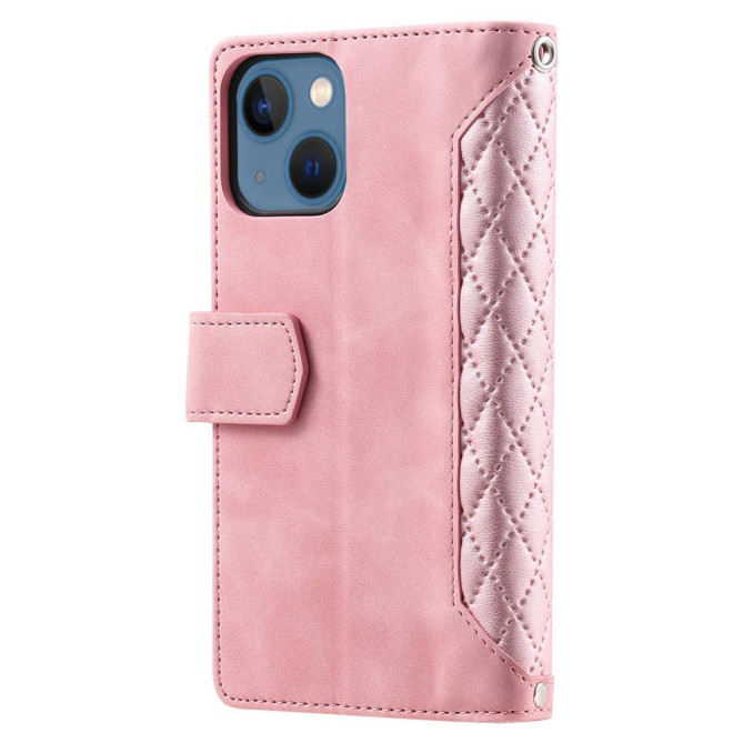 Housse iPhone 13 mini Portefeuille Fermeture Éclair Losange Modèle 3
