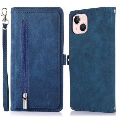Housse iPhone 13 mini Portefeuille Fermeture Éclair avec Dragonne