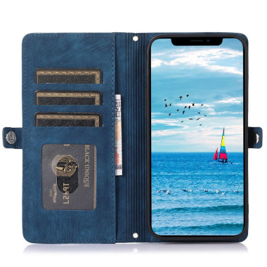 Housse iPhone 13 mini Portefeuille Fermeture Éclair avec Dragonne