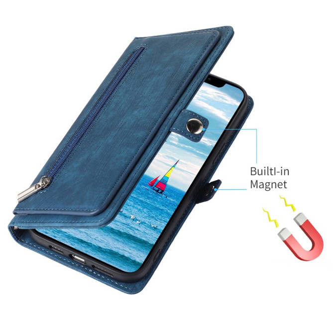 Housse iPhone 13 mini Portefeuille Fermeture Éclair avec Dragonne
