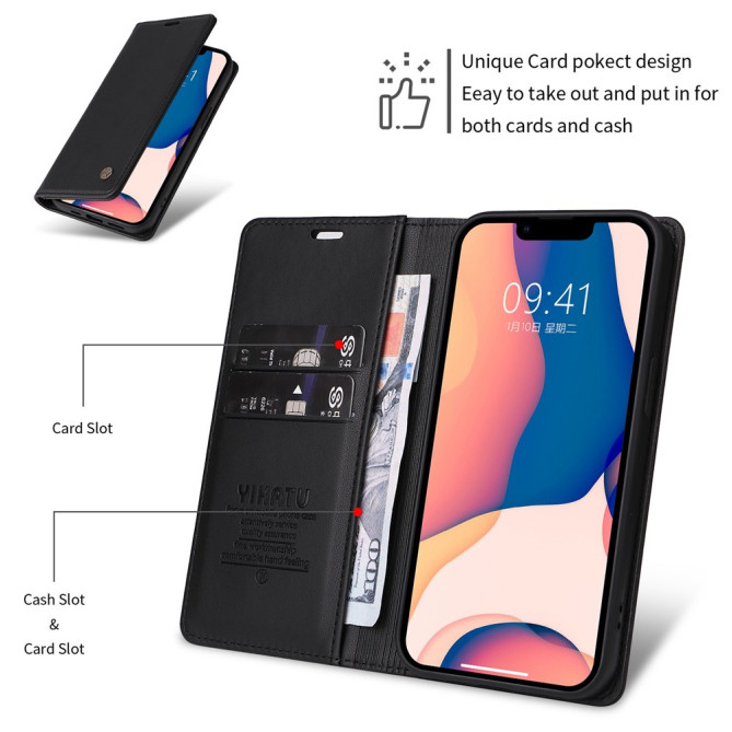 Housse iPhone 13 mini YIKATU Portefeuille Support Magnétique