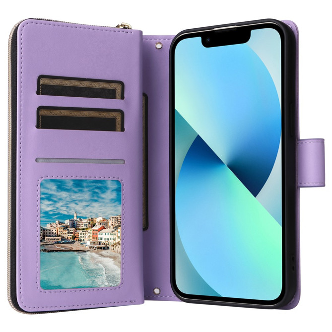 Housse iPhone 13 mini Portefeuille Fermeture Éclair avec Dragonne Modèle 2