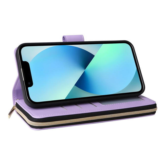 Housse iPhone 13 mini Portefeuille Fermeture Éclair avec Dragonne Modèle 2