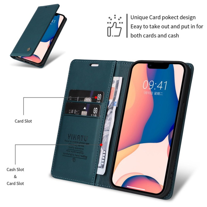 Housse iPhone 13 mini YIKATU Portefeuille Support Magnétique