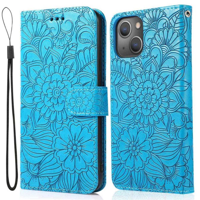 Housse iPhone 13 mini Fleurs Portefeuille Support Modèle 3