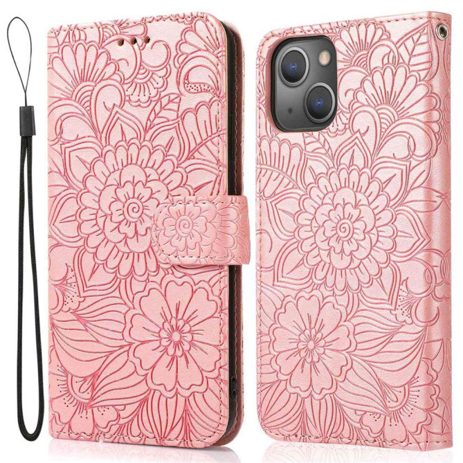 Housse iPhone 13 mini Fleurs Portefeuille Support Modèle 3