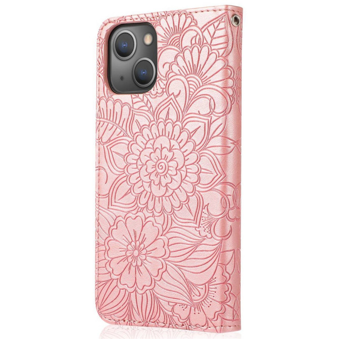 Housse iPhone 13 mini Fleurs Portefeuille Support Modèle 3
