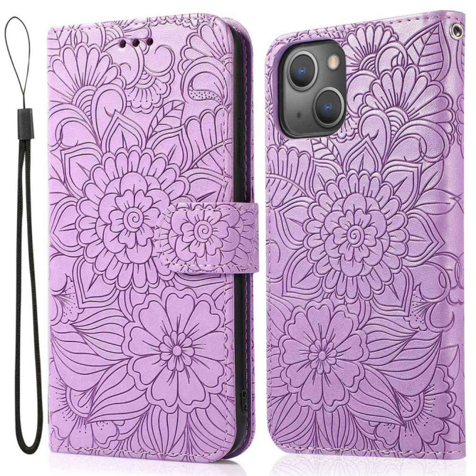 Housse iPhone 13 mini Fleurs Portefeuille Support Modèle 3