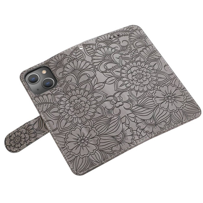 Housse iPhone 13 mini Fleurs Portefeuille Support Modèle 3