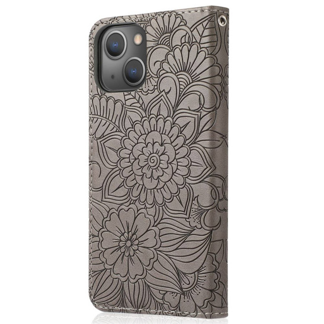 Housse iPhone 13 mini Fleurs Portefeuille Support Modèle 3
