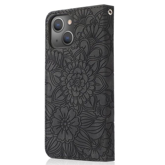 Housse iPhone 13 mini Fleurs Portefeuille Support Modèle 3