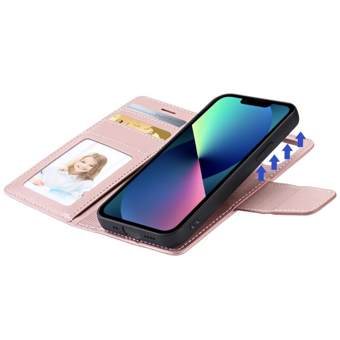 Housse iPhone 13 mini HANMAN Portefeuille Support Magnétique