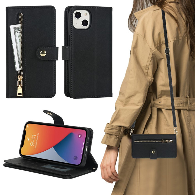 Housse iPhone 13 mini Portefeuille Fermeture Éclair Modèle 6