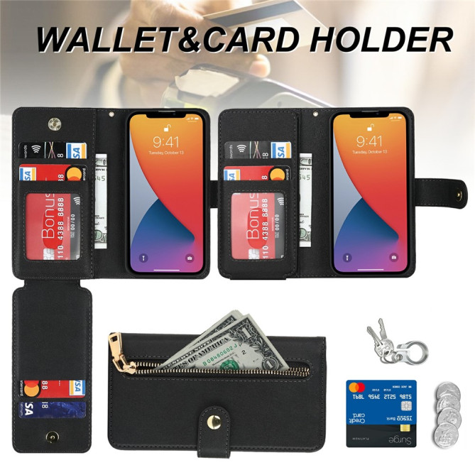 Housse iPhone 13 mini Portefeuille Fermeture Éclair Modèle 6