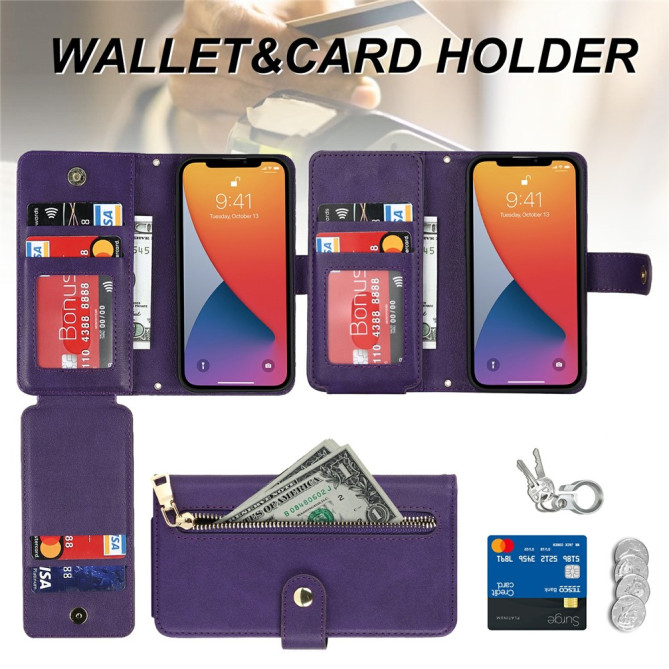 Housse iPhone 13 mini Portefeuille Fermeture Éclair Modèle 6