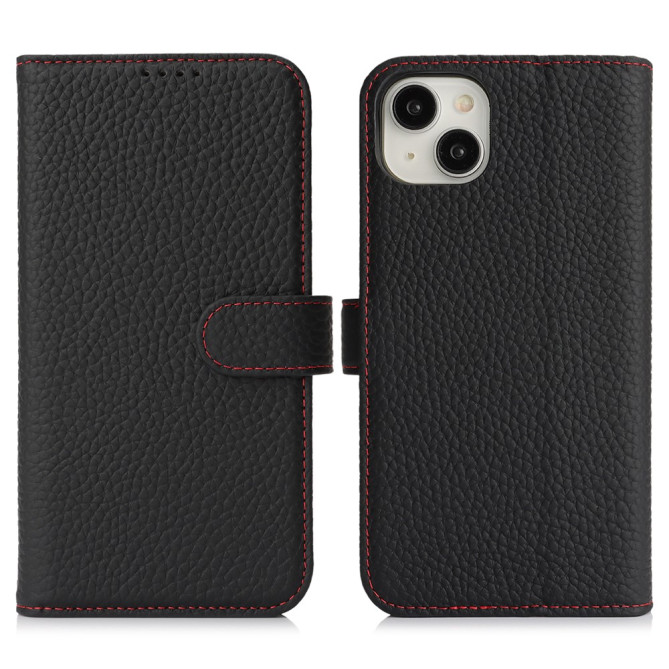 Housse iPhone 13 mini Portefeuille RFID Litchi