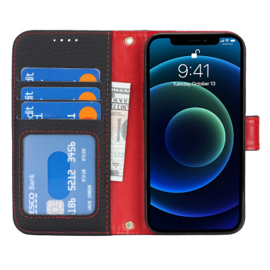 Housse iPhone 13 mini Portefeuille RFID Litchi