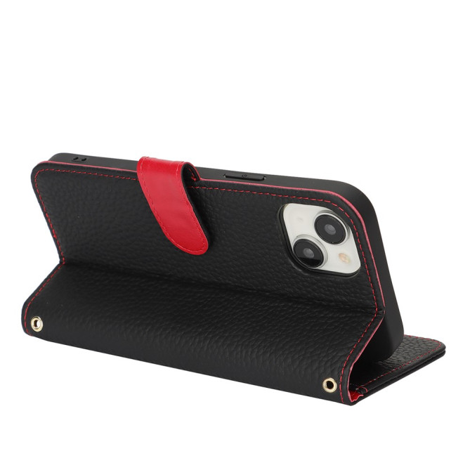 Housse iPhone 13 mini Portefeuille RFID Litchi