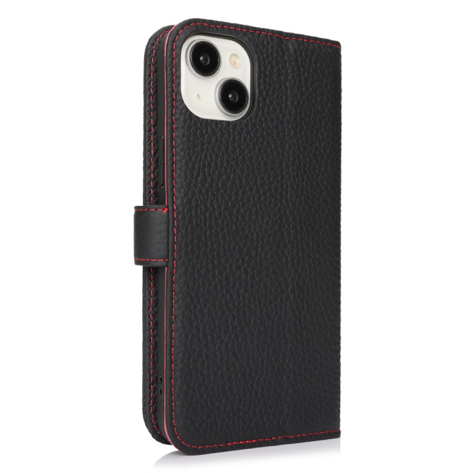 Housse iPhone 13 mini Portefeuille RFID Litchi