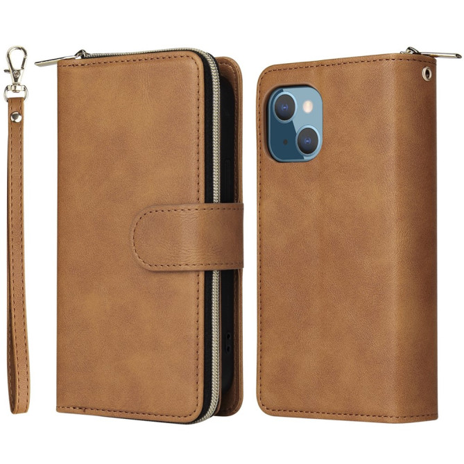 Housse iPhone 13 mini Portefeuille Fermeture Éclair Anti-Chocs