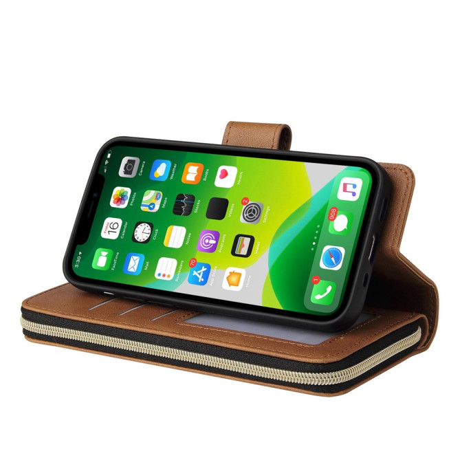 Housse iPhone 13 mini Portefeuille Fermeture Éclair Anti-Chocs