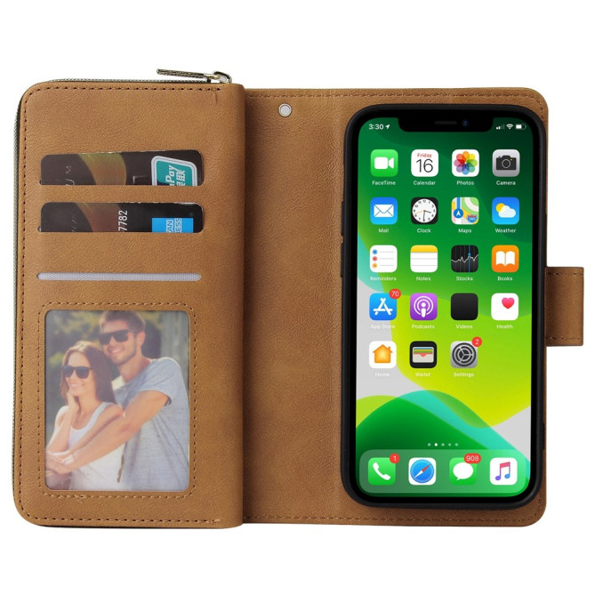 Housse iPhone 13 mini Portefeuille Fermeture Éclair Anti-Chocs