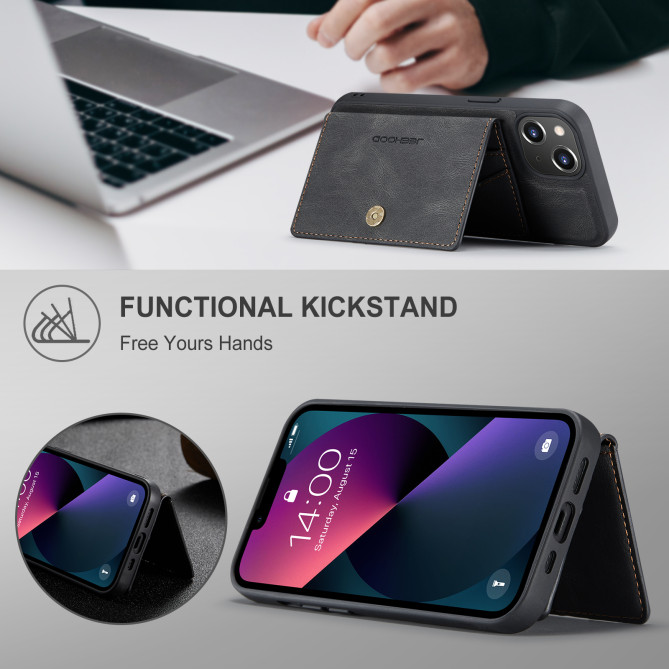 Coque iPhone 13 mini JEEHOOD Portefeuille Rétro