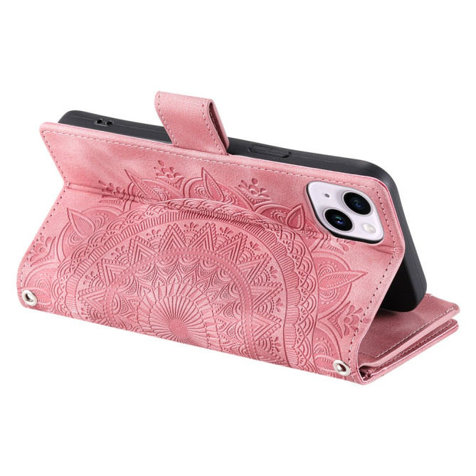 Housse iPhone 13 mini Mandala Floral Portefeuille Support Modèle 3