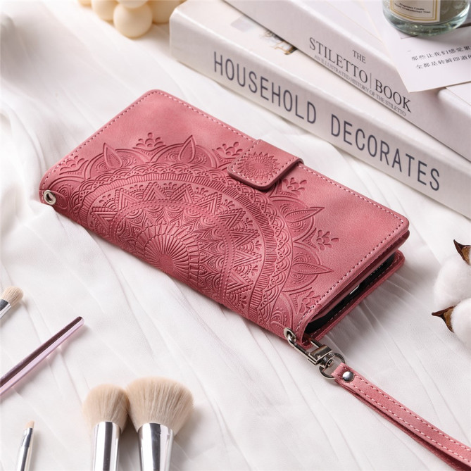 Housse iPhone 13 mini Mandala Floral Portefeuille Support Modèle 3