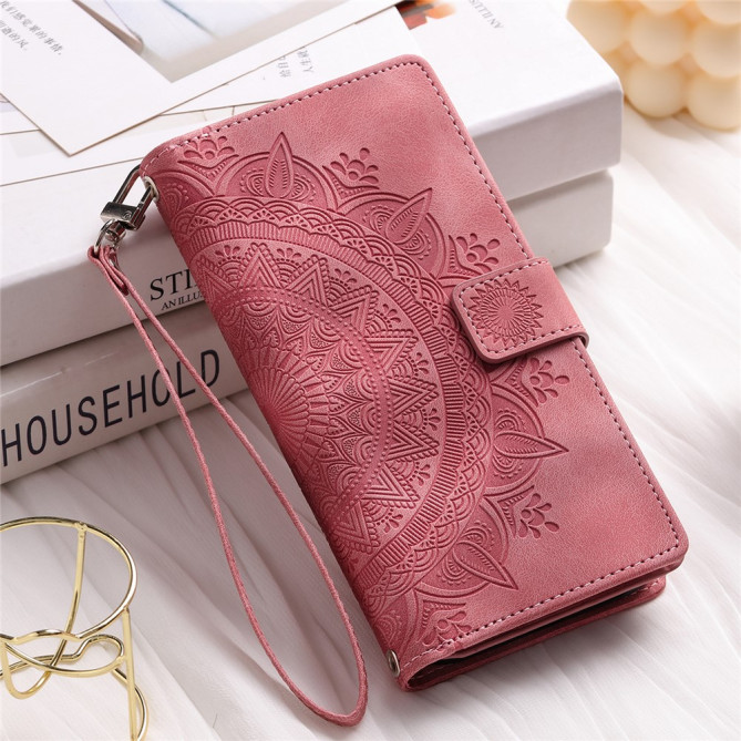 Housse iPhone 13 mini Mandala Floral Portefeuille Support Modèle 3