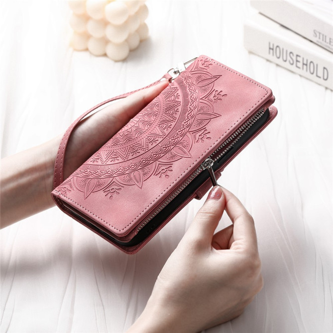Housse iPhone 13 mini Mandala Floral Portefeuille Support Modèle 3