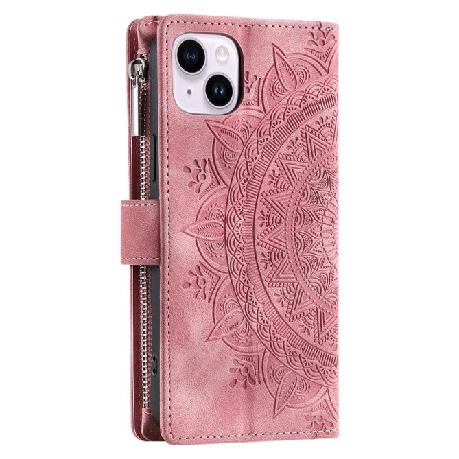 Housse iPhone 13 mini Mandala Floral Portefeuille Support Modèle 3