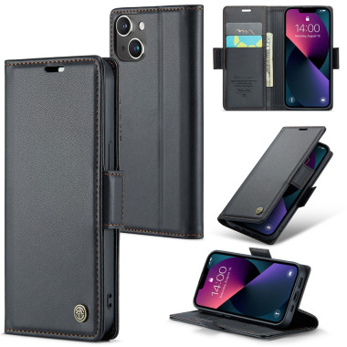 Housse iPhone 13 mini CASEME Portefeuille RFID Litchi
