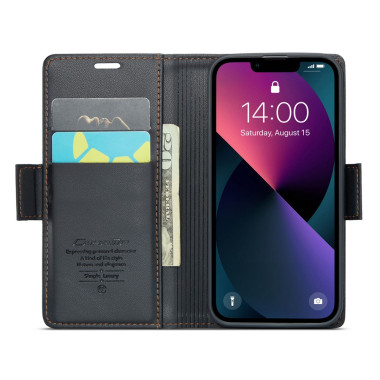 Housse iPhone 13 mini CASEME Portefeuille RFID Litchi