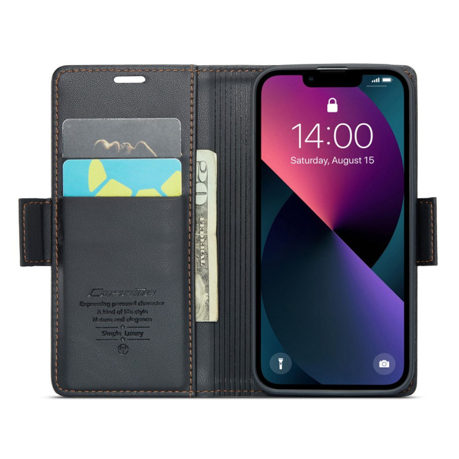 Housse iPhone 13 mini CASEME Portefeuille RFID Litchi