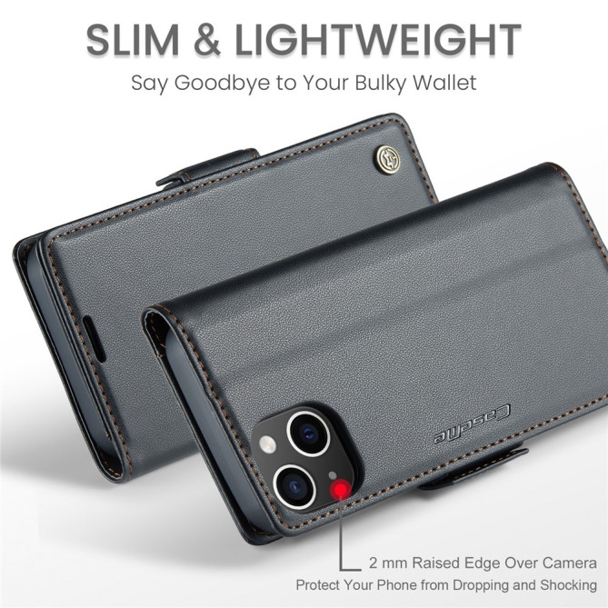 Housse iPhone 13 mini CASEME Portefeuille RFID Litchi