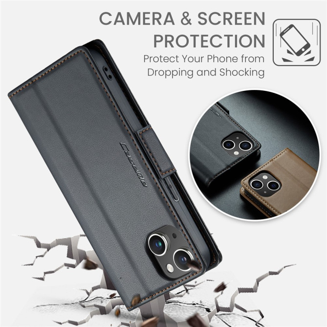 Housse iPhone 13 mini CASEME Portefeuille RFID Litchi