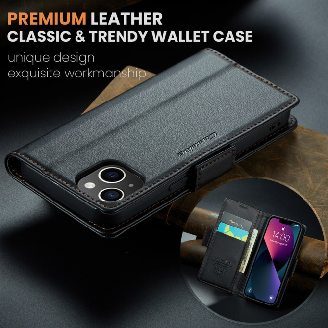 Housse iPhone 13 mini CASEME Portefeuille RFID Litchi