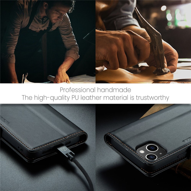 Housse iPhone 13 mini CASEME Portefeuille RFID Litchi