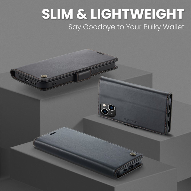 Housse iPhone 13 mini CASEME Portefeuille RFID Litchi