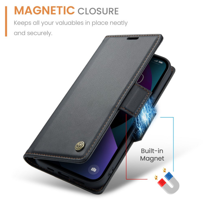 Housse iPhone 13 mini CASEME Portefeuille RFID Litchi