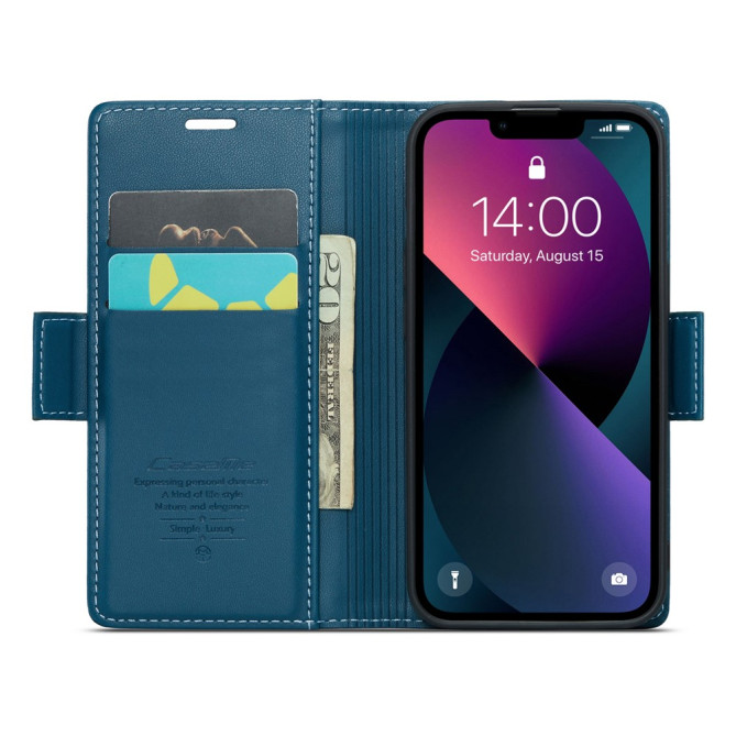 Housse iPhone 13 mini CASEME Portefeuille RFID Litchi