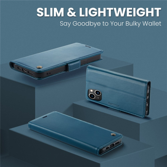 Housse iPhone 13 mini CASEME Portefeuille RFID Litchi