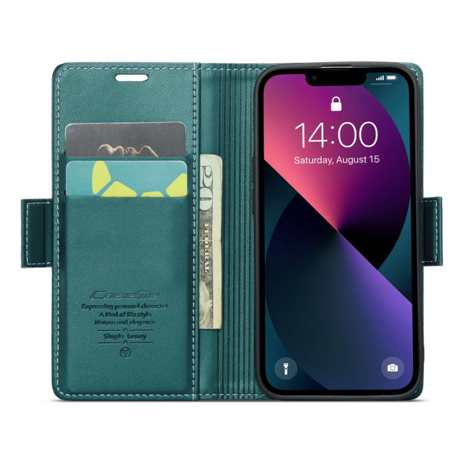 Housse iPhone 13 mini CASEME Portefeuille RFID Litchi